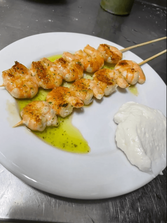 Brochetas de gambas